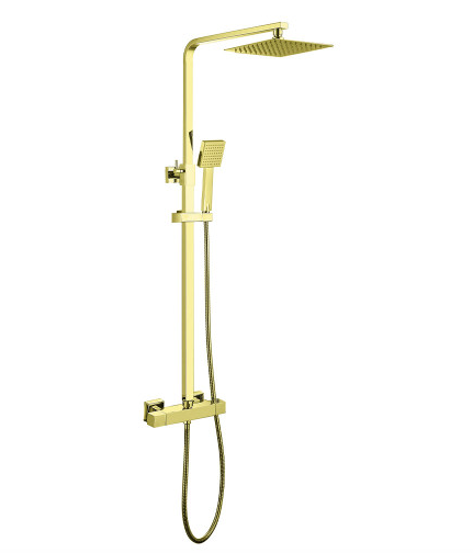 Brooklyn Square Thermostatic shower - Brushed Brass